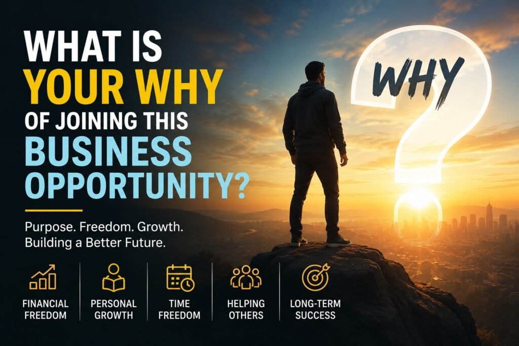 Entrepreneur discovering their purpose for joining a business opportunity and achieving financial freedom